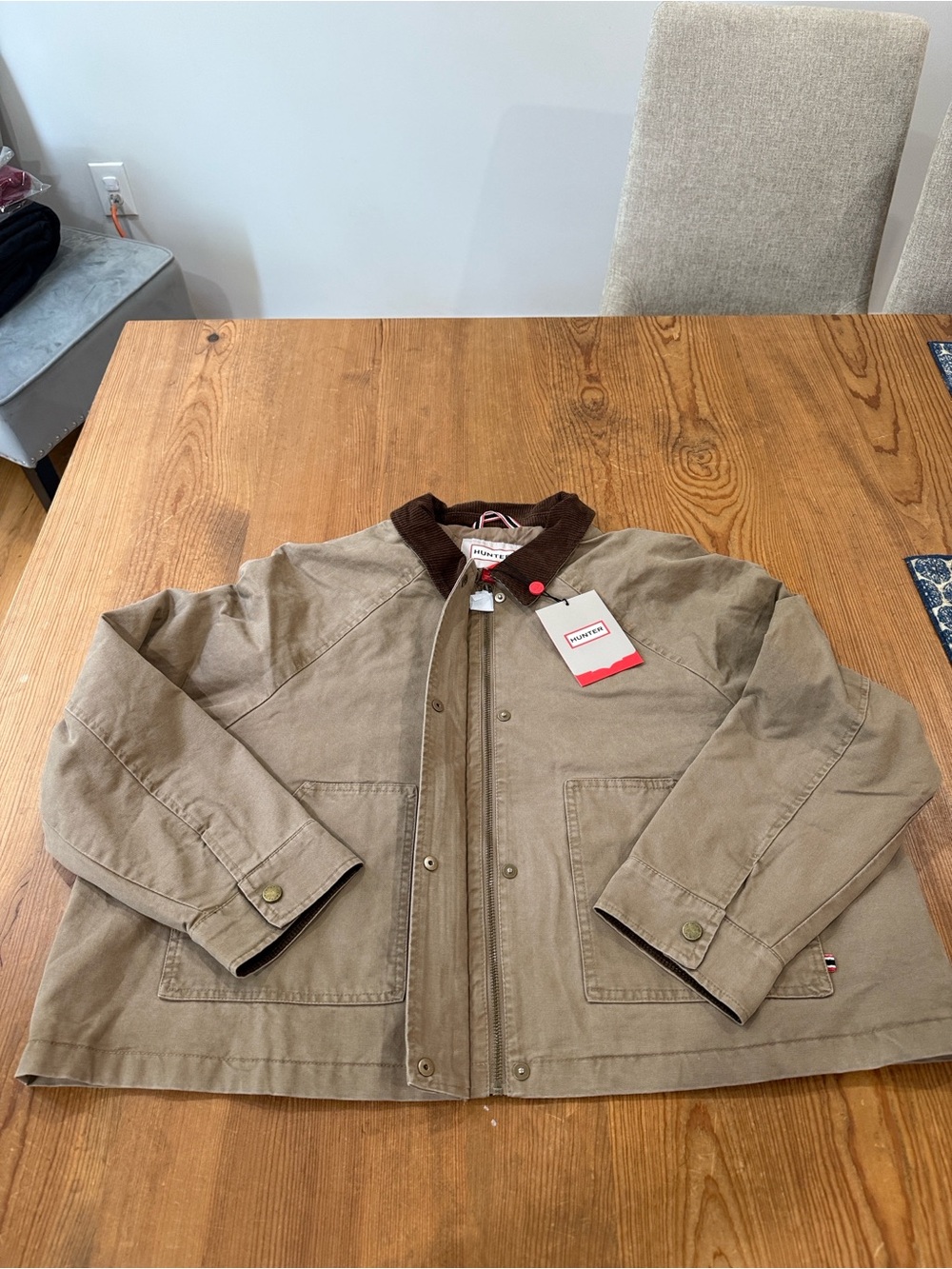 Hunter Tan Utility/Barn Jacket with Accent Brown Collar